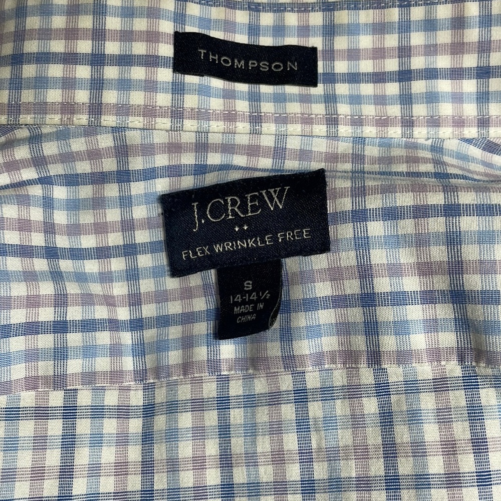 Like new J Crew Small Thompson dress shirt in blight blue and purple plaid.